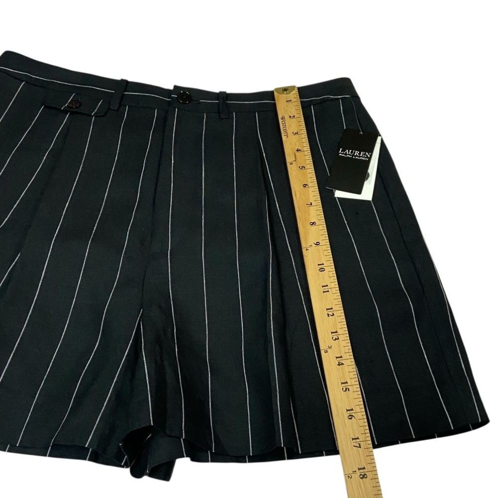 Lauren Ralph Lauren Linen Black Pinstripe Pleated Shorts LRL - Women’s 12 NWT - Picture 8 of 16